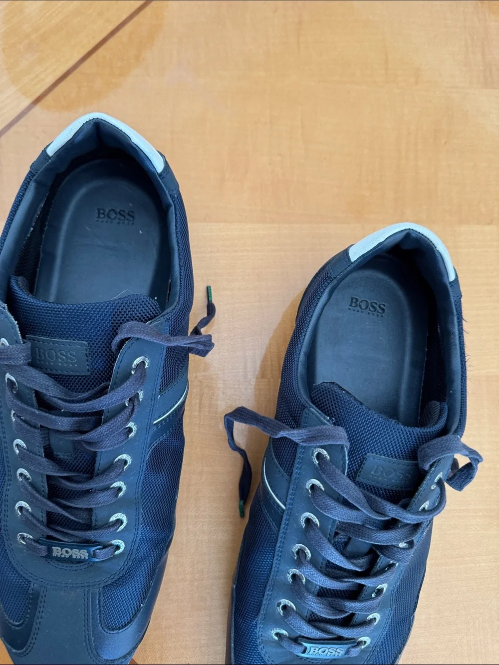 BOSS Men's Navy and White Lace-Up Sneakers size46